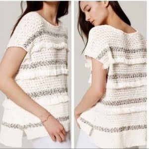 LOFT Fringe Stripe Sweater